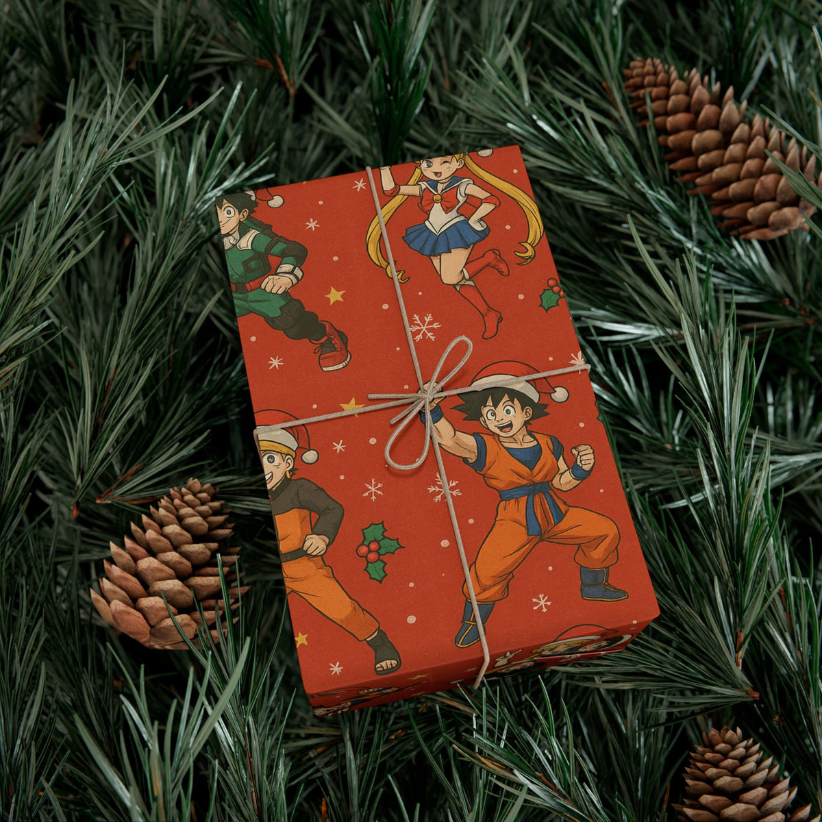 Christmas Anime Wrapping Paper, Festive Gift Wrap Papers for Holidays, Cute Xmas Wrapping Sheets, Unique Present Packaging Supplies, Cartoon