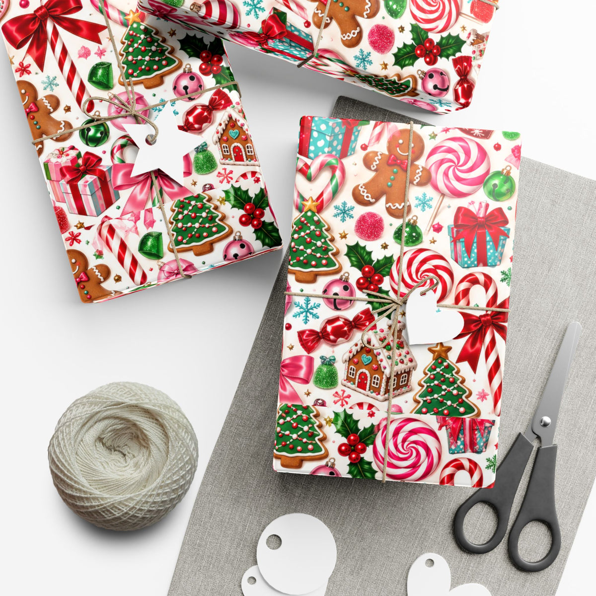 Christmas Candy Shop Wrapping Paper – Colorful Gingerbread & Peppermint Holiday Gift Wrap