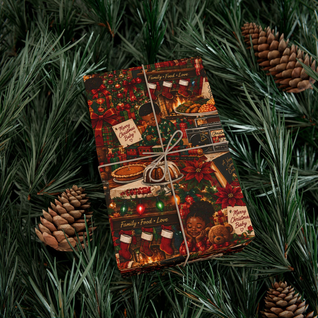 Christmas at Grandma’s Wrapping Paper – Black Family Nostalgia Holiday Gift Wrap