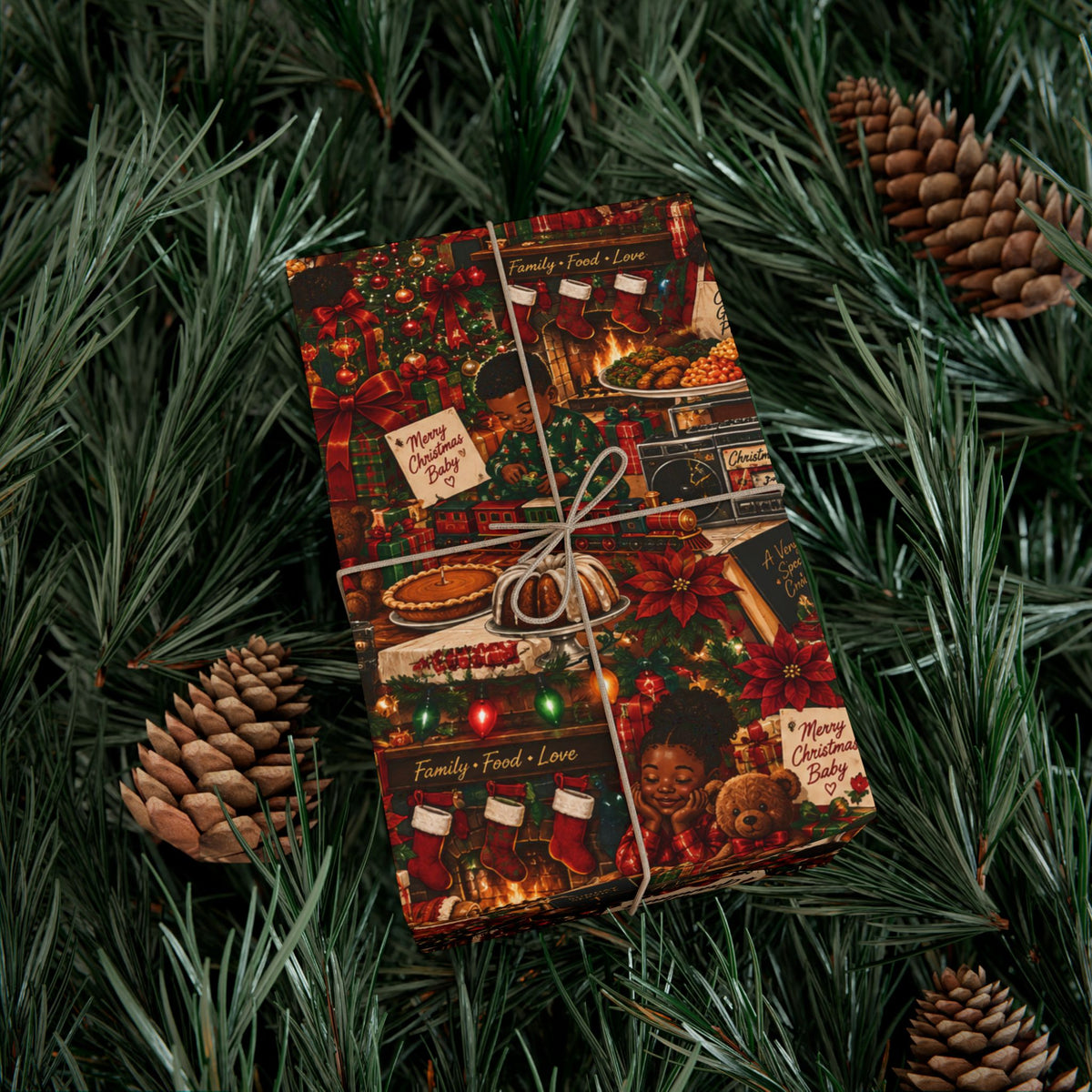 Christmas at Grandma’s Wrapping Paper – Black Family Nostalgia Holiday Gift Wrap