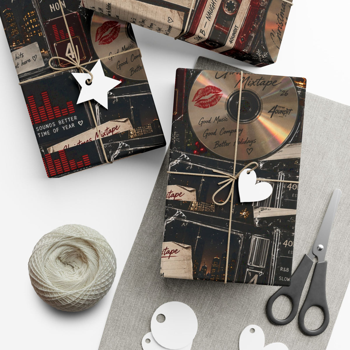 Christmas Mixtape Wrapping Paper – Retro R&B Y2K Holiday Music Gift Wrap