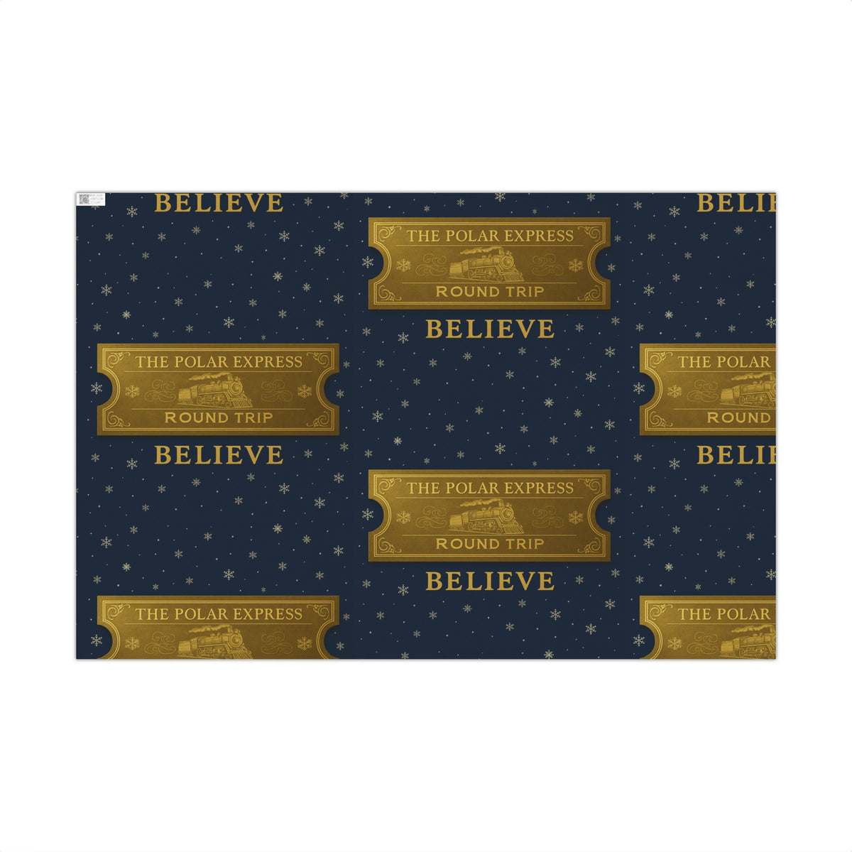 Christmas Golden Ticket Gift Wrap Papers - Polar Express Design for Holiday Parties, Movie Nights, DIY Gift Surprises. Navy Blue and Gold