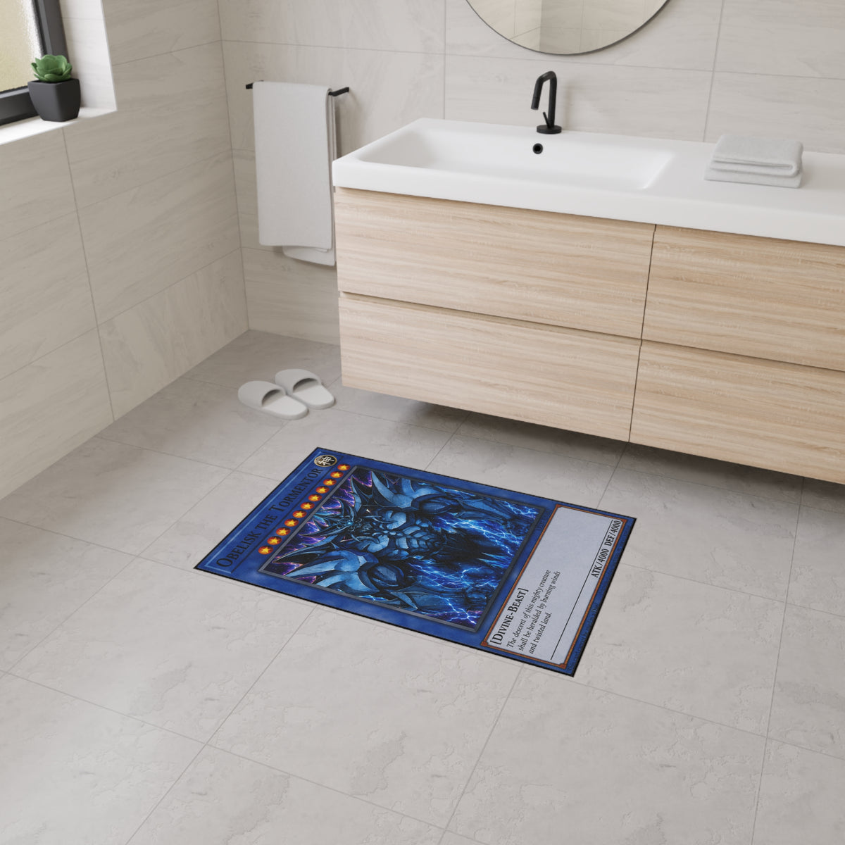 Yu Gi Oh Inspired Obelisk the Tormentor Heavy Duty Floor Mat | Card Game Art Playmat