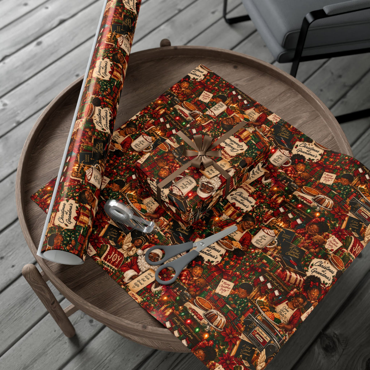 Christmas at Grandma’s Wrapping Paper – Black Family Nostalgia Holiday Gift Wrap