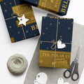 Christmas Golden Ticket Gift Wrap Papers - Polar Express Design for Holiday Parties, Movie Nights, DIY Gift Surprises. Navy Blue and Gold