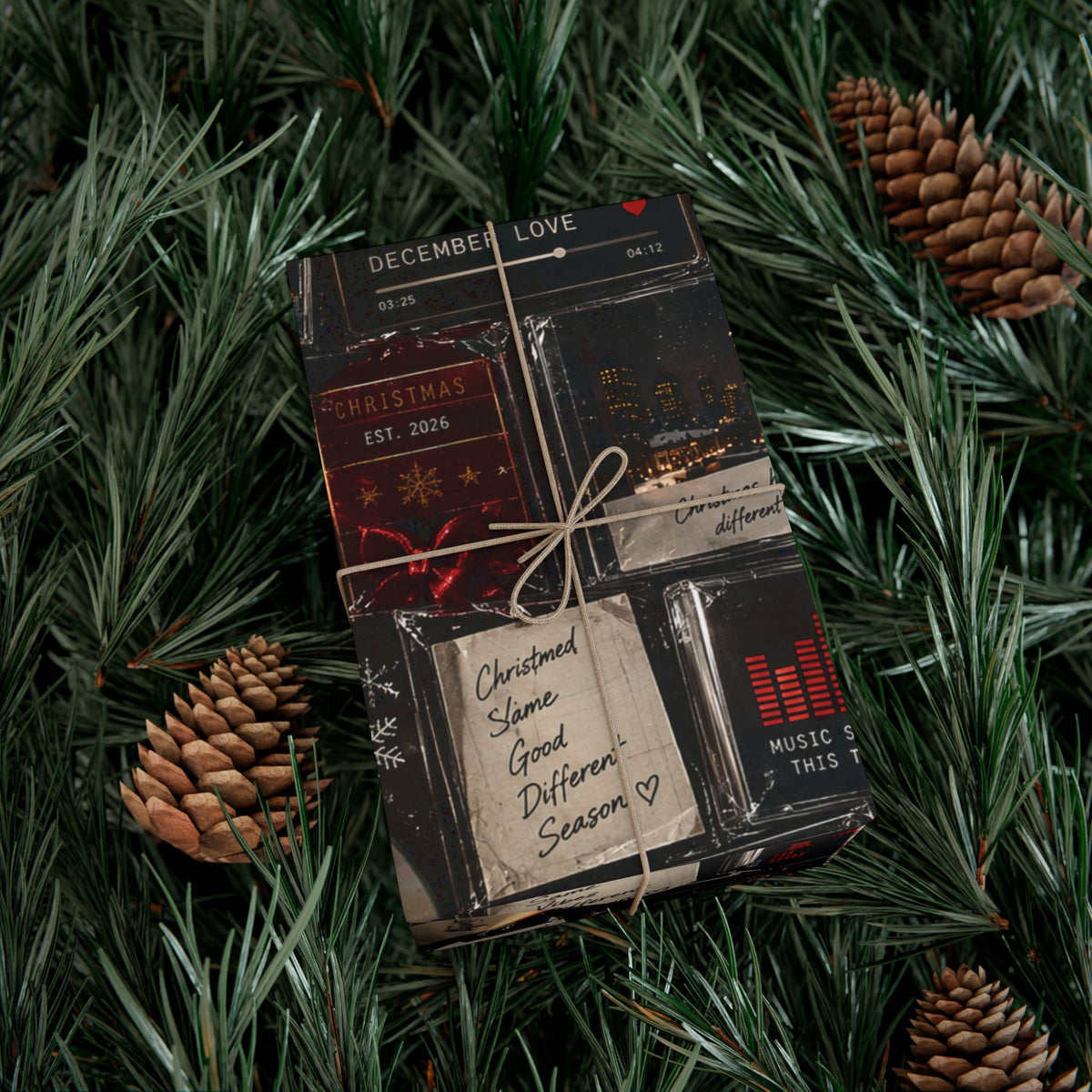 Christmas Mixtape Wrapping Paper – Retro R&B Y2K Holiday Music Gift Wrap