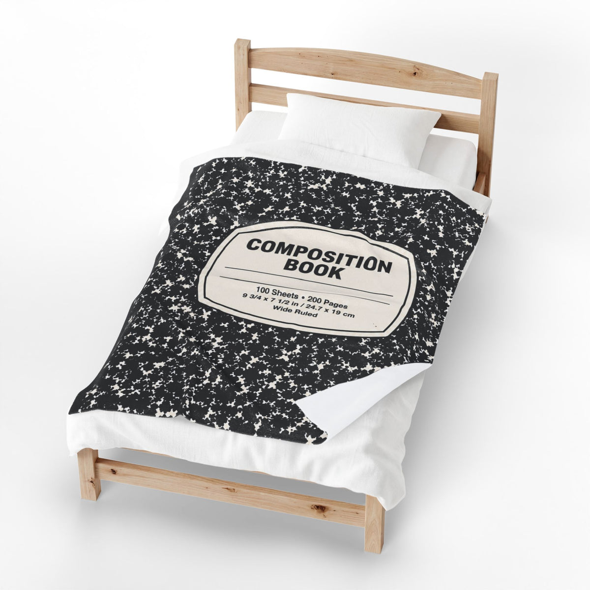 Composition Book Cover Velveteen Blanket | Black Marble Notebook Pattern