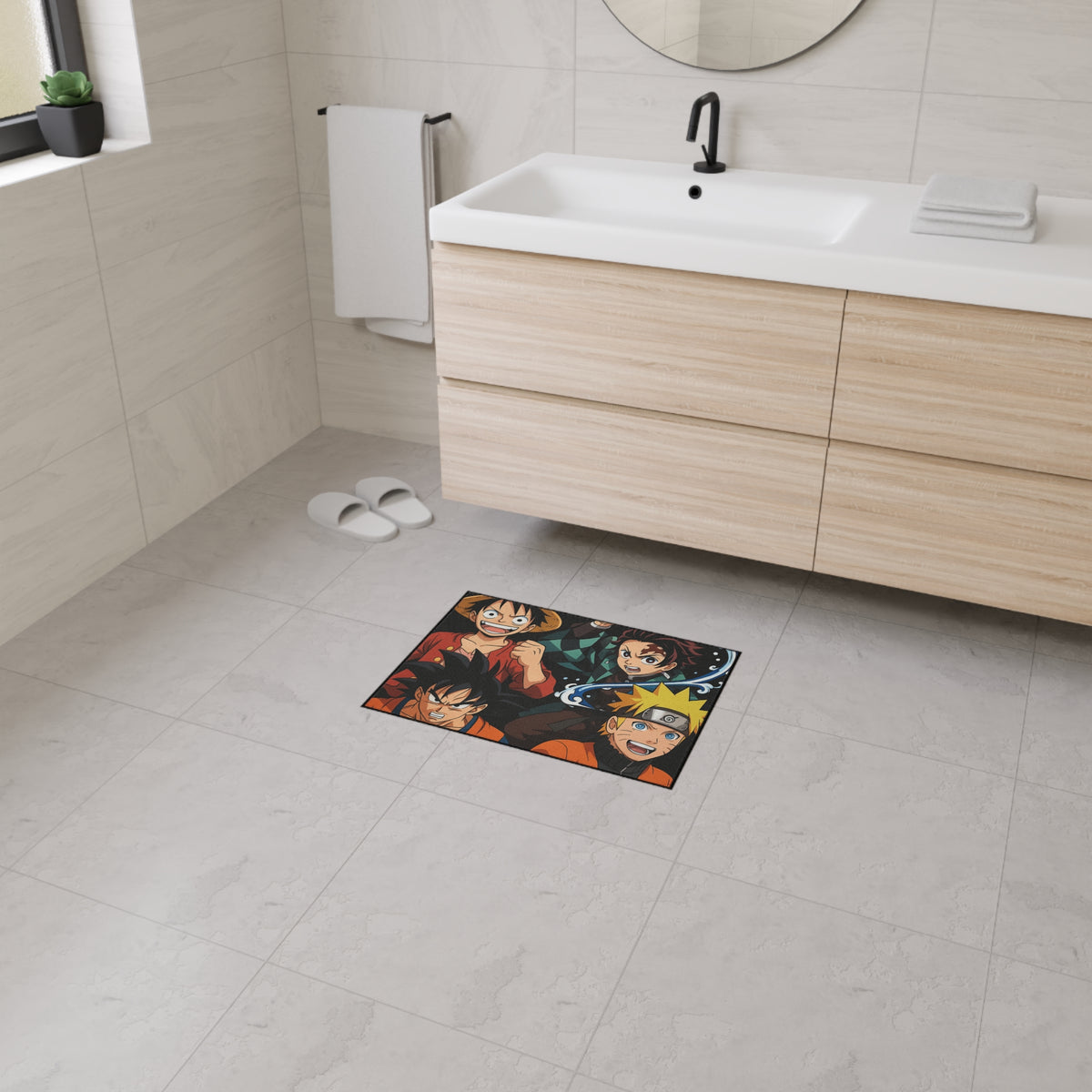 Anime Gift Heroes Group Floor Mat | Luffy Goku Tanjiro Naruto Rug