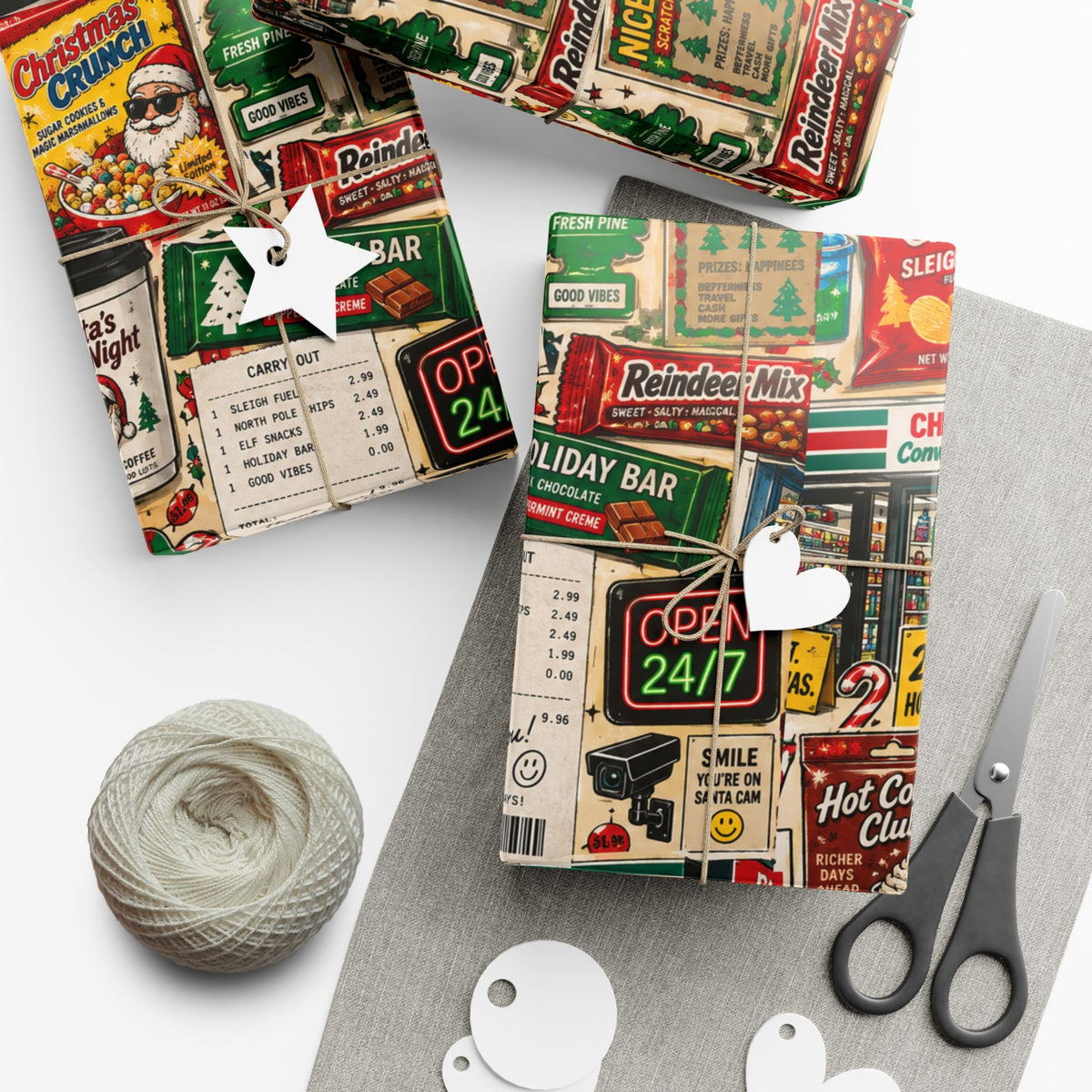 Christmas Convenience Store Wrapping Paper – Retro Holiday Snacks & Corner Store Gift Wrap