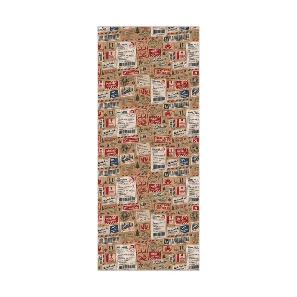 Package in Transit Christmas Wrapping Paper – North Pole Shipping Label Holiday Gift Wrap