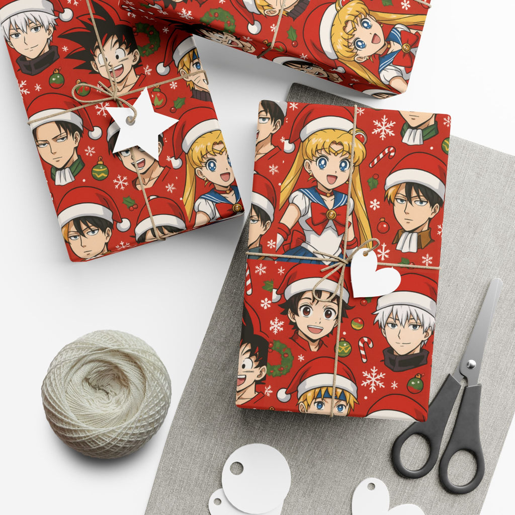 Christmas Anime Wrapping Paper, Festive Gift Wrap Papers for Holidays, Cute Xmas Wrapping Sheets, Unique Present Packaging Supplies, Cartoon