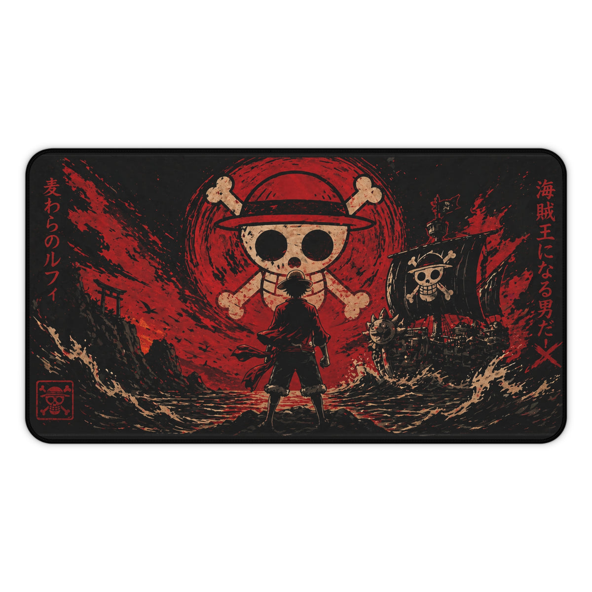 One Piece Inspired Pirate Skull Silhouette Desk Mat | Anime Pirate Flag Mousepad