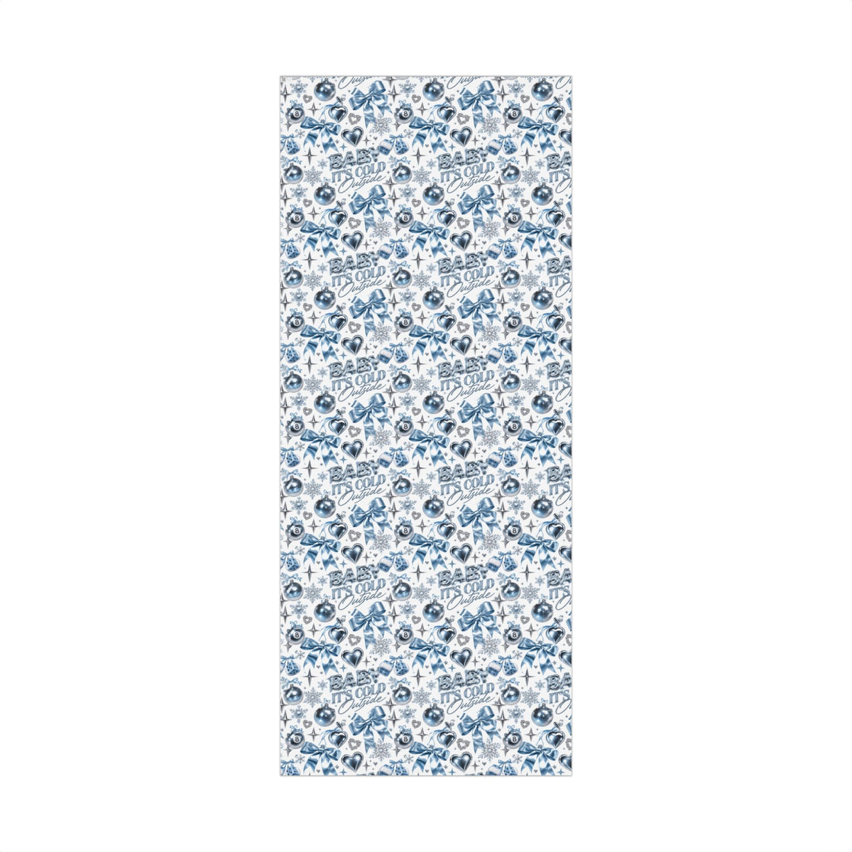 Baby It’s Cold Y2K Christmas Wrapping Paper – Icy Blue & Chrome Holiday Gift Wrap