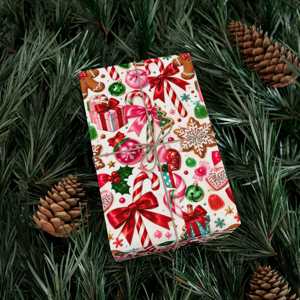 Christmas Candy Shop Wrapping Paper – Colorful Gingerbread & Peppermint Holiday Gift Wrap