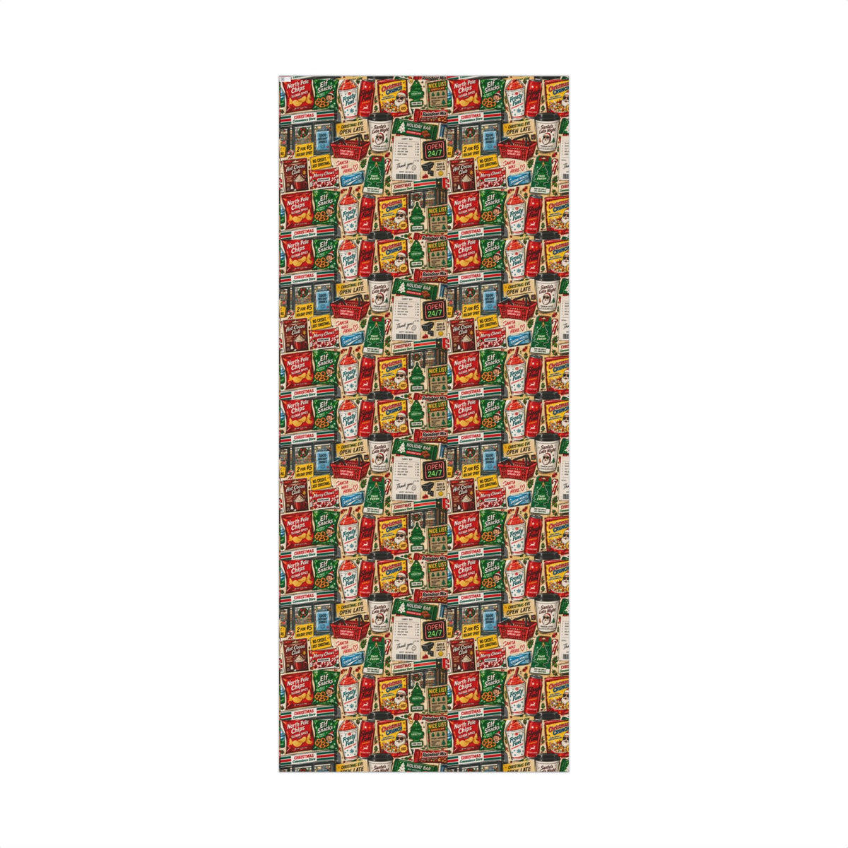 Christmas Convenience Store Wrapping Paper – Retro Holiday Snacks & Corner Store Gift Wrap