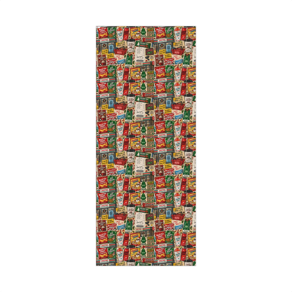 Christmas Convenience Store Wrapping Paper – Retro Holiday Snacks & Corner Store Gift Wrap