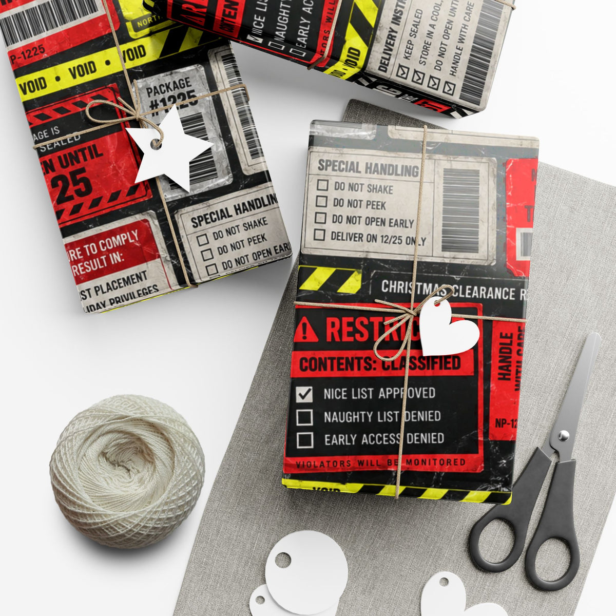 Do Not Open Until Christmas Wrapping Paper – North Pole Security Warning Gift Wrap