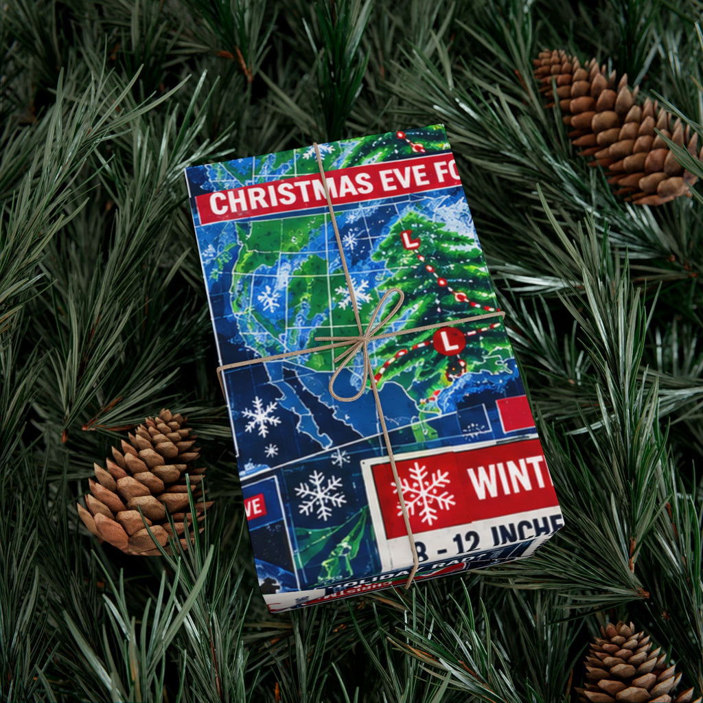 Christmas Forecast Wrapping Paper – Funny North Pole Weather Radar Holiday Gift Wrap
