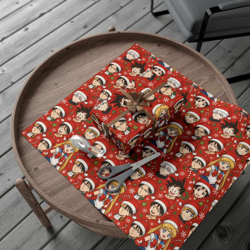 Christmas Anime Wrapping Paper, Festive Gift Wrap Papers for Holidays, Cute Xmas Wrapping Sheets, Unique Present Packaging Supplies, Cartoon