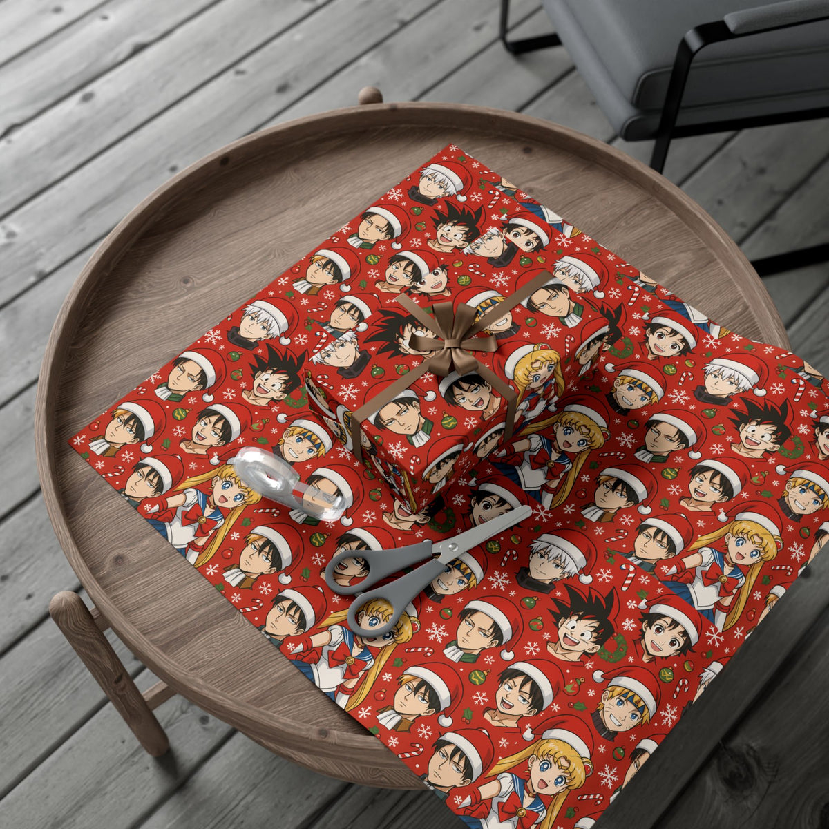 Christmas Anime Wrapping Paper, Festive Gift Wrap Papers for Holidays, Cute Xmas Wrapping Sheets, Unique Present Packaging Supplies, Cartoon