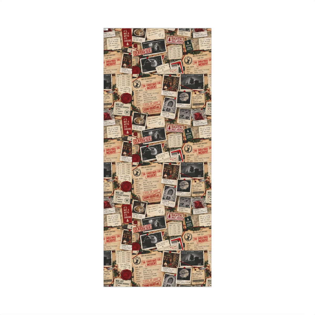Santa’s Evidence Locker Christmas Wrapping Paper – Funny Christmas Eve Investigation Gift Wrap
