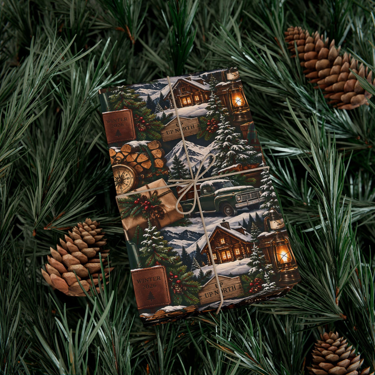 Cabin Season Christmas Wrapping Paper – Rustic Mountain Lodge & Winter Holiday Gift Wrap
