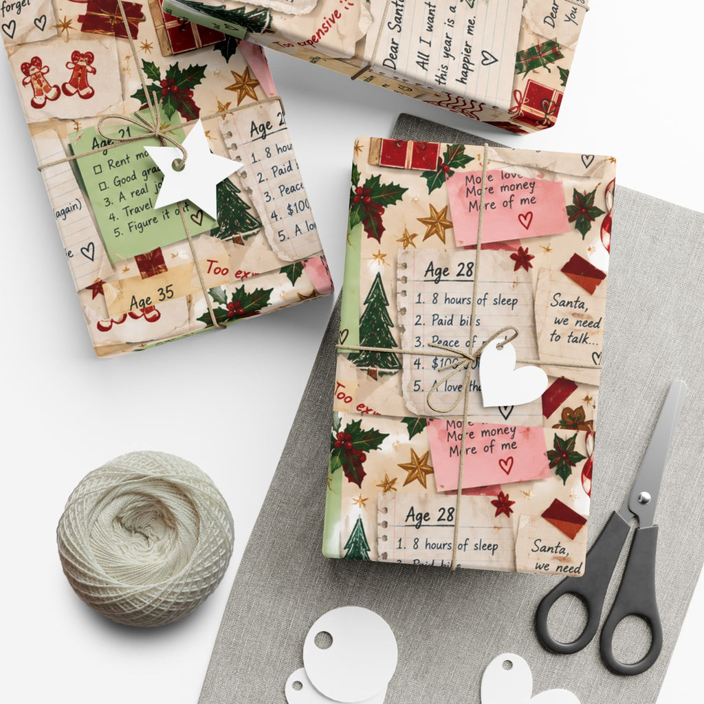 Dear Santa: Unsent Drafts Christmas Wrapping Paper – Funny Nostalgic Holiday Gift Wrap