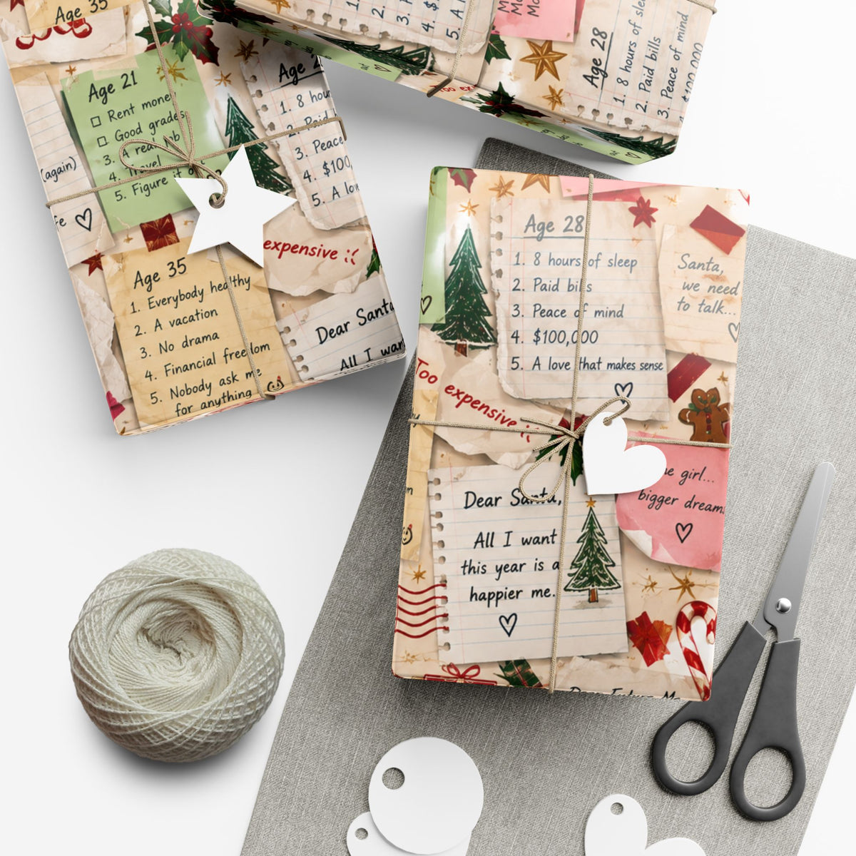 Dear Santa: Unsent Drafts Christmas Wrapping Paper – Funny Nostalgic Holiday Gift Wrap