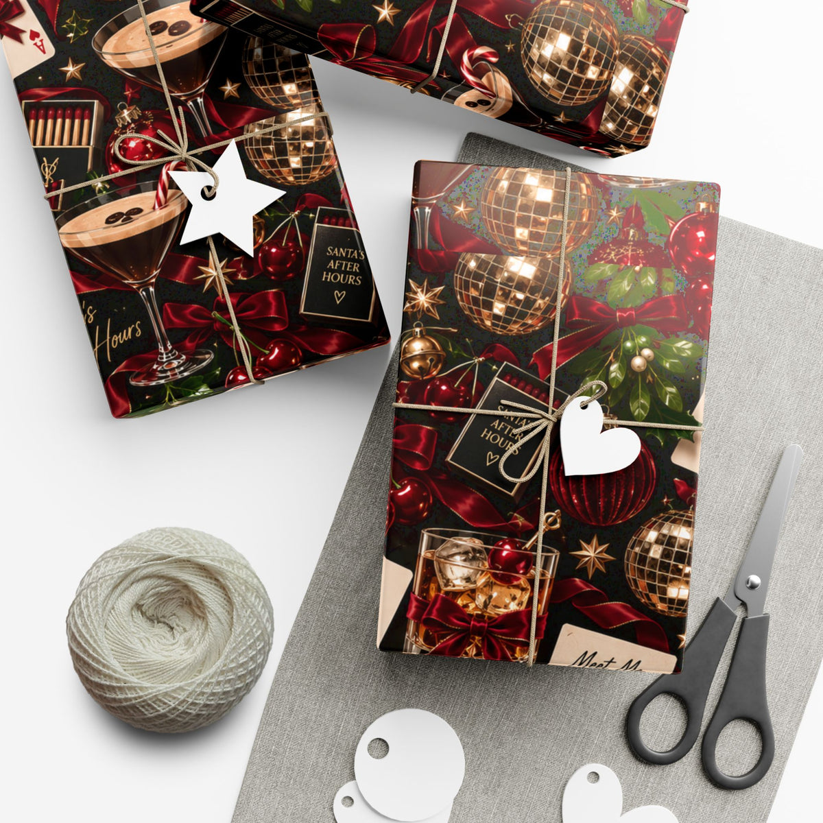 Santa’s After Hours Christmas Wrapping Paper – Naughty Cocktail & Luxury Holiday Gift Wrap