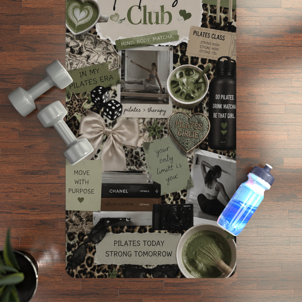 Matcha Pilates Club Rubber Yoga Mat | Collage Wellness Design