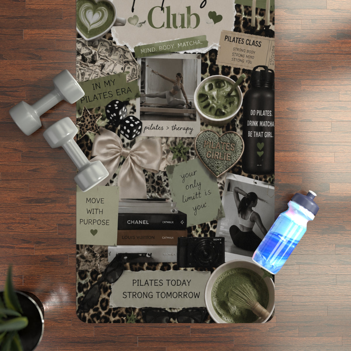 Matcha Pilates Club Rubber Yoga Mat | Collage Wellness Design