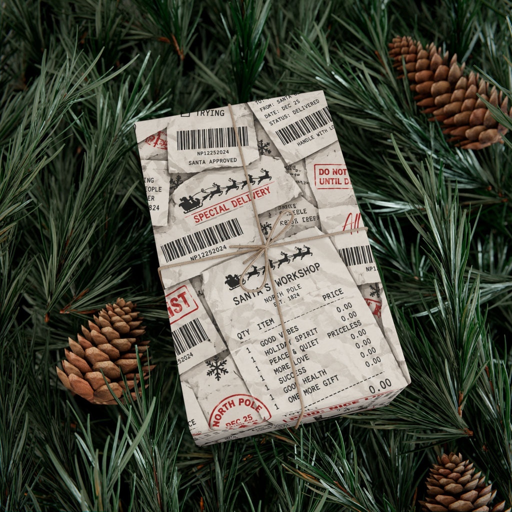 Receipt From Santa Christmas Wrapping Paper – Funny North Pole Receipt Holiday Gift Wrap
