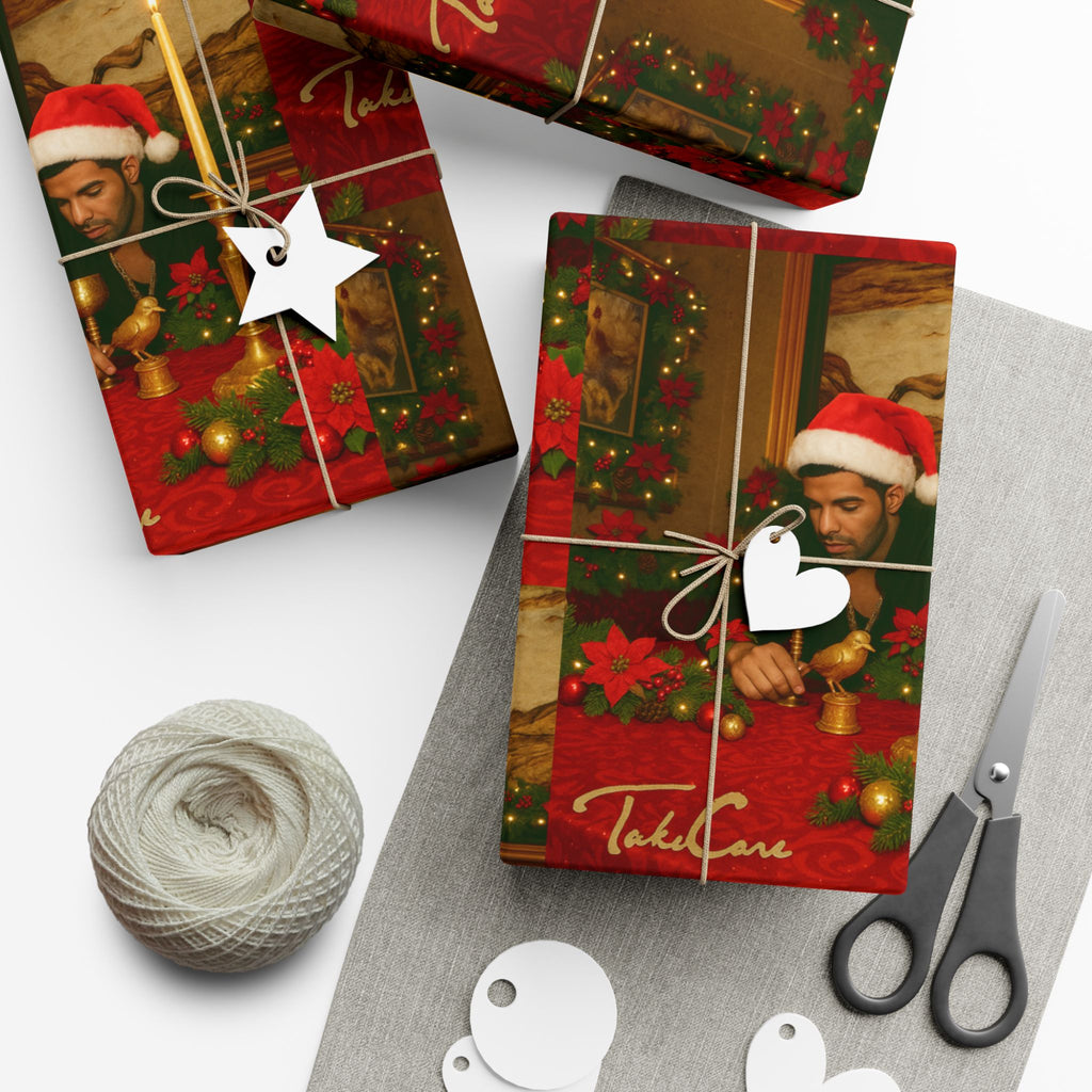 Drake Take Care Design Christmas Wrapping Paper,Holiday Gift Wrap, Festive Present Wrap, Unique Gift Paper, Fun Xmas Wrap