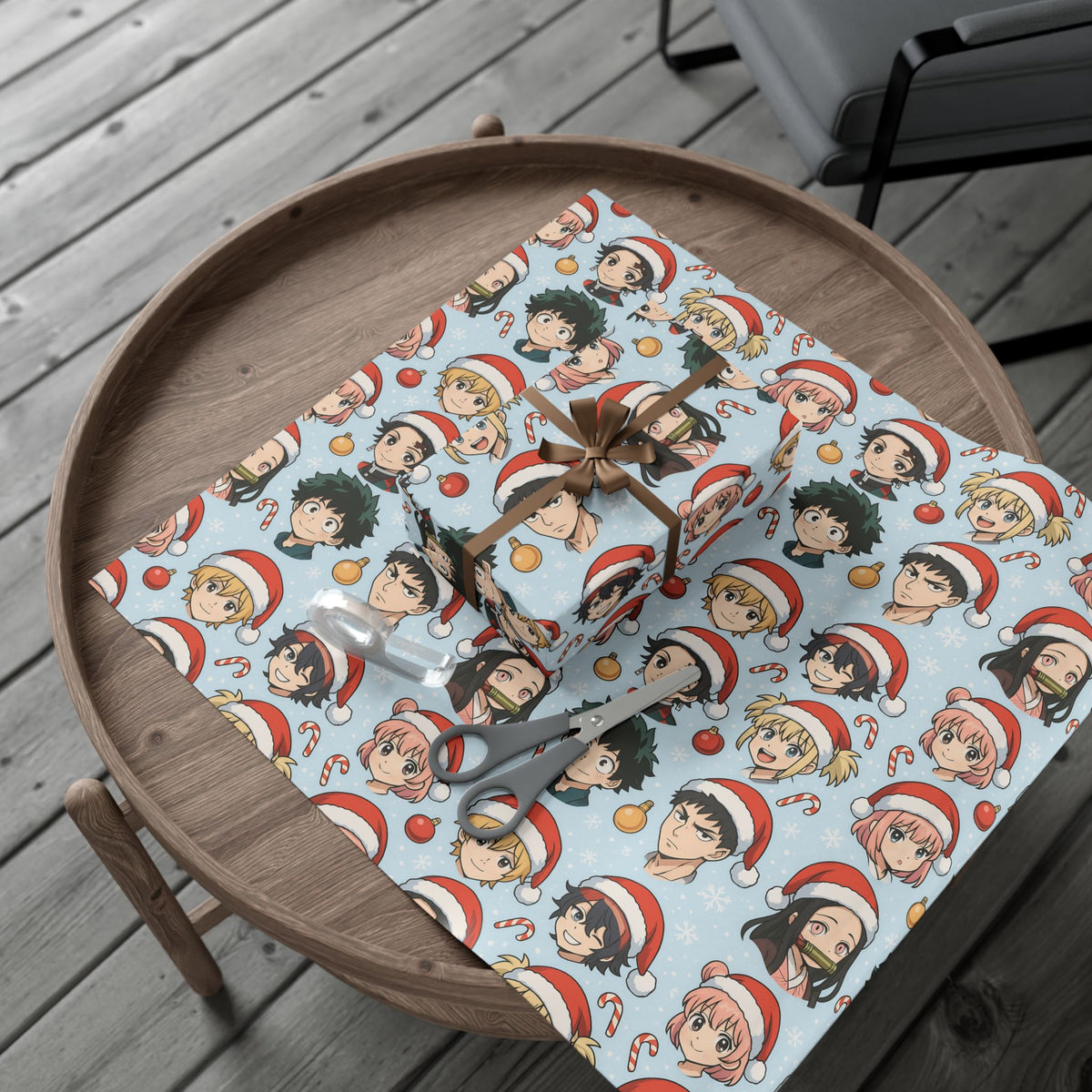 Christmas Anime Wrapping Paper, Festive Gift Wrap Papers for Holidays, Cute Xmas Wrapping Sheets, Unique Present Packaging Supplies, Cartoon