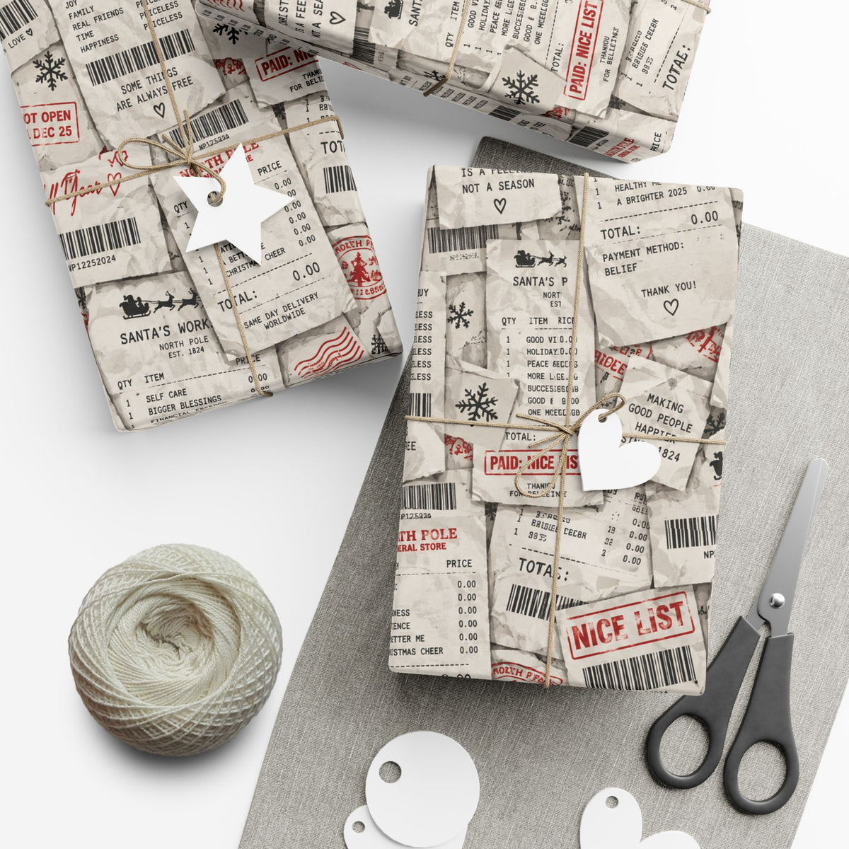 Receipt From Santa Christmas Wrapping Paper – Funny North Pole Receipt Holiday Gift Wrap