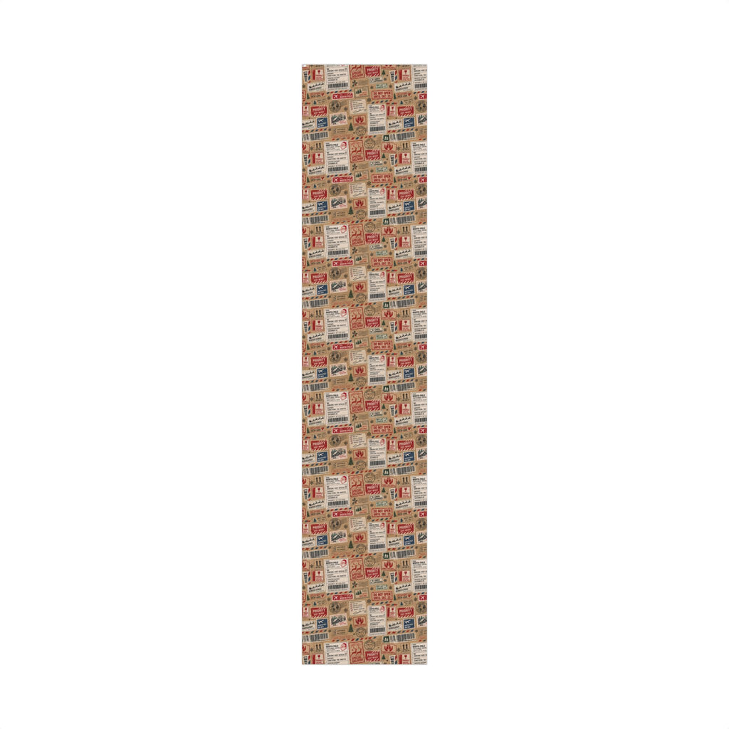 Package in Transit Christmas Wrapping Paper – North Pole Shipping Label Holiday Gift Wrap