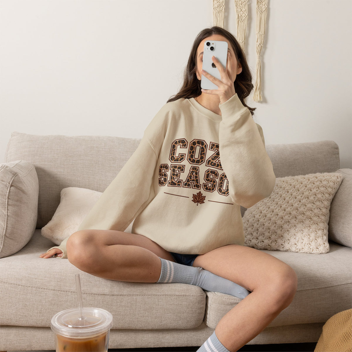 Cozy Season Sweatshirt — Leopard Print "Cozy Season" Fall Crewneck