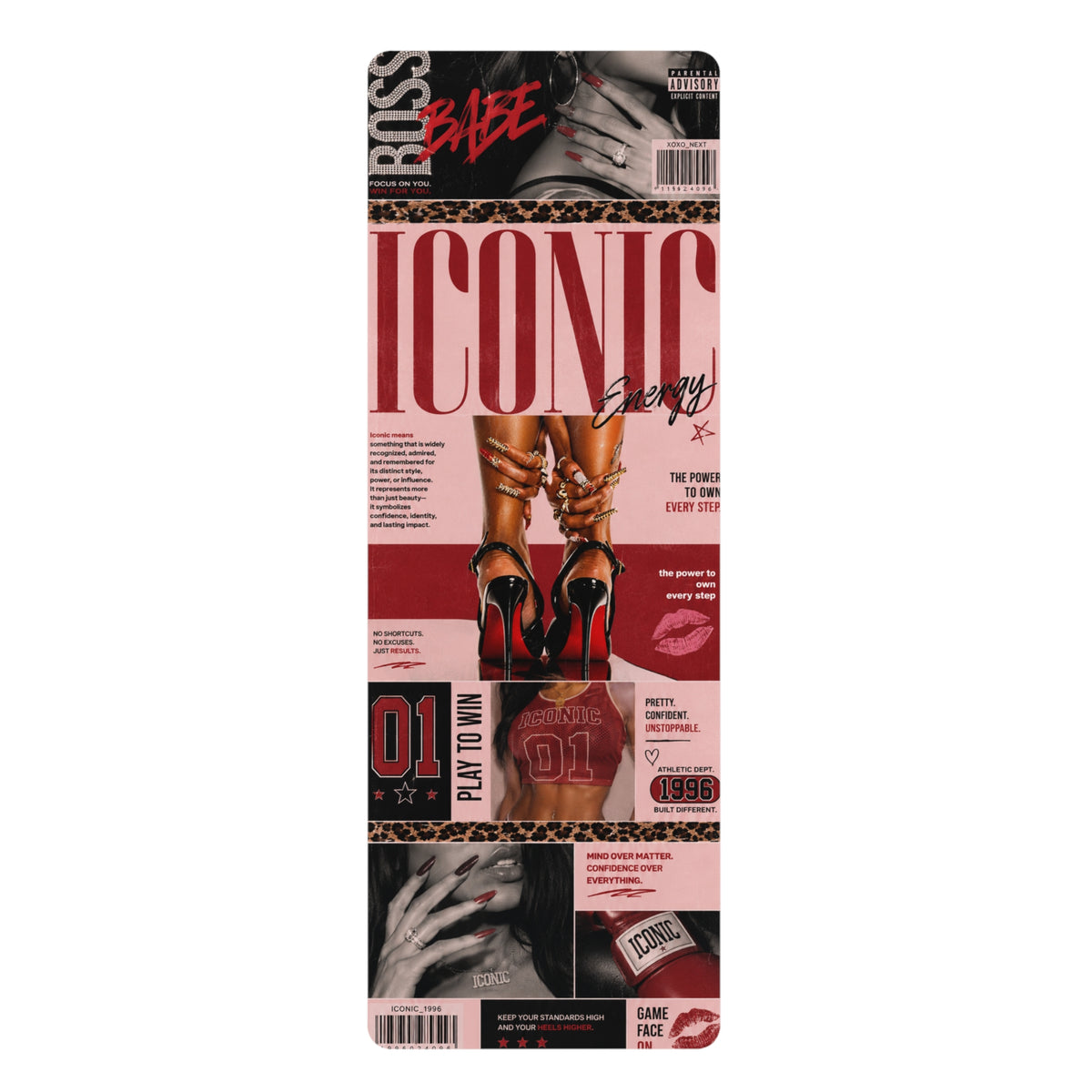 Iconic Magazine Collage Rubber Yoga Mat | Retro Glam Poster Design