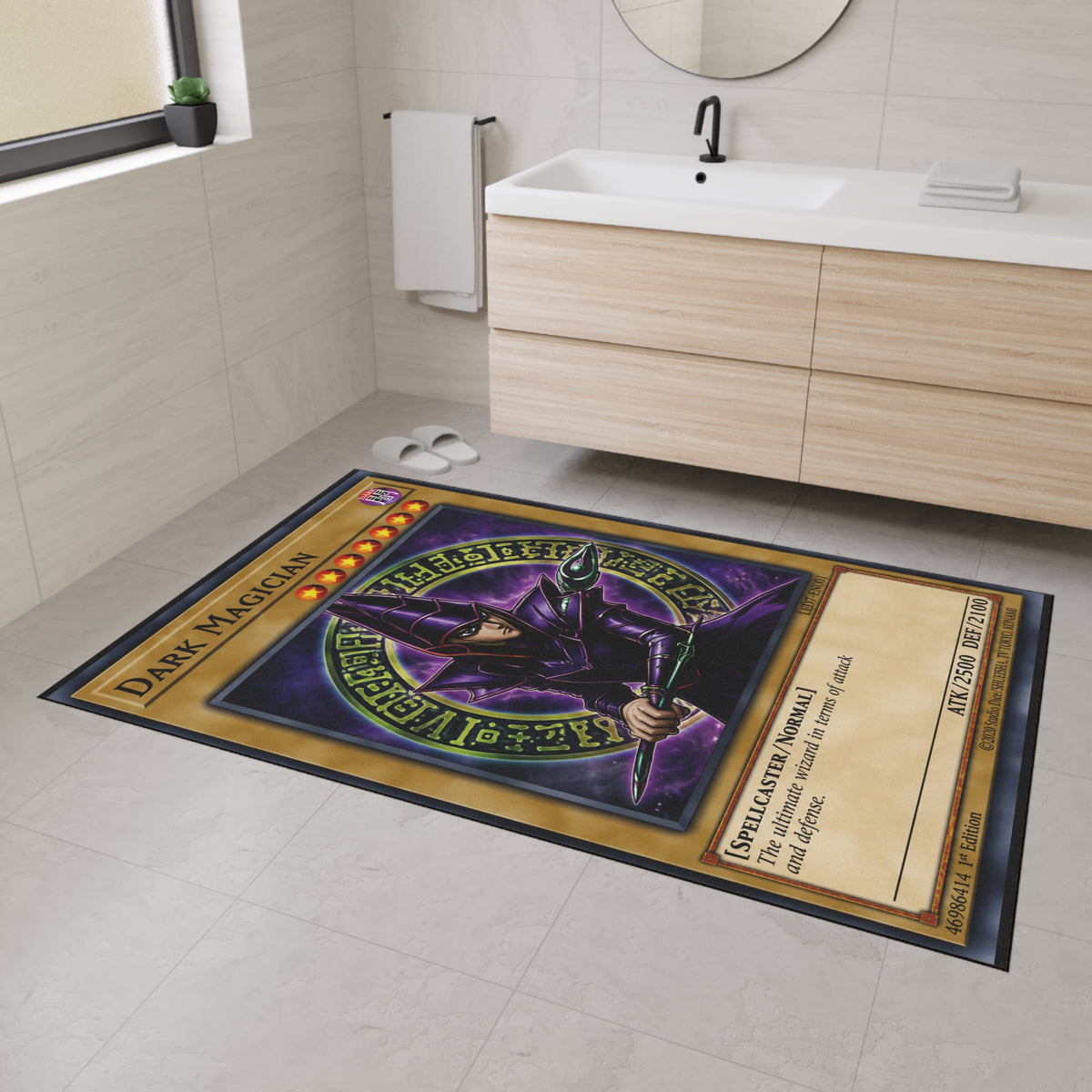 Dark Magician trading card floor mat | game room playmat, anime card art