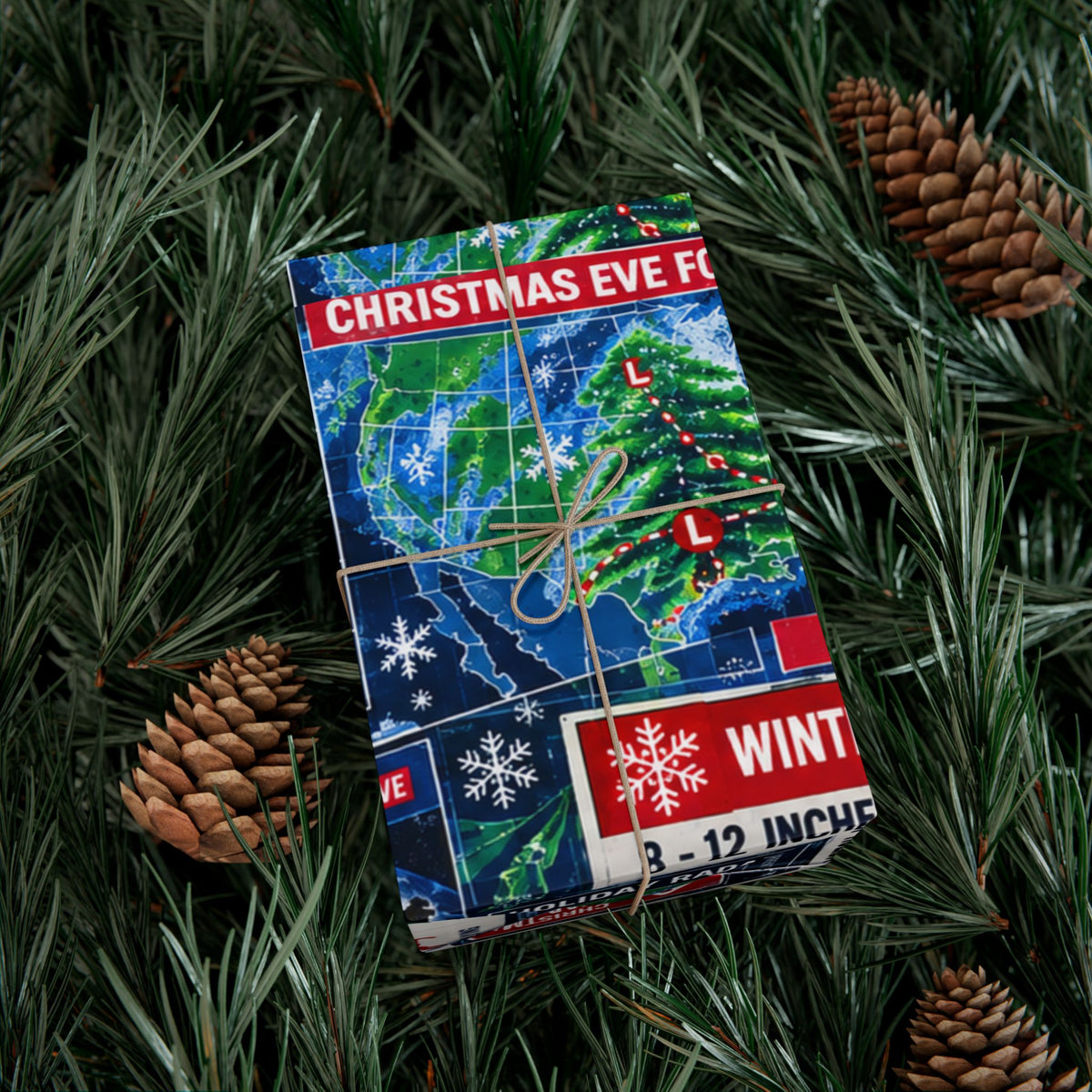 Christmas Forecast Wrapping Paper – Funny North Pole Weather Radar Holiday Gift Wrap