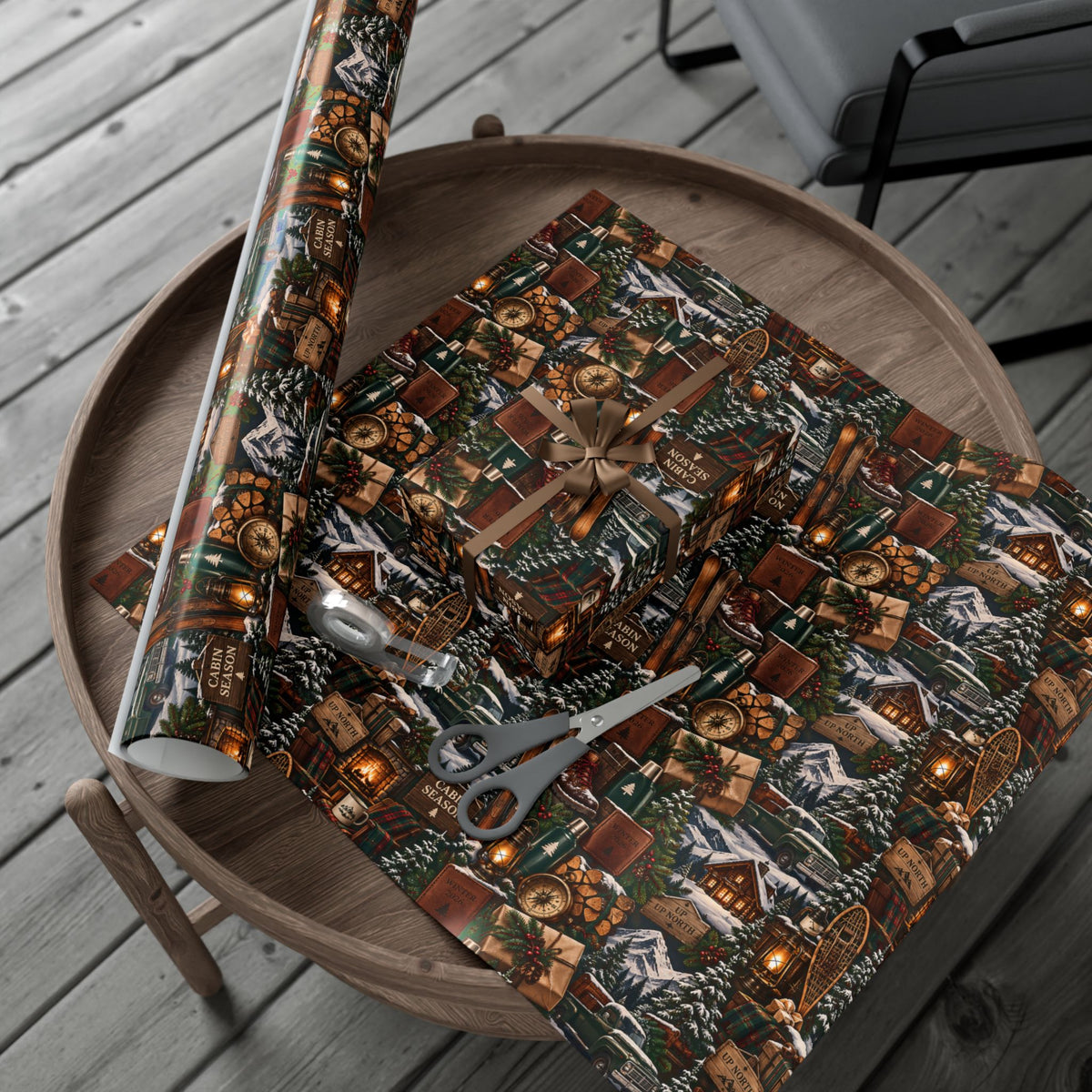 Cabin Season Christmas Wrapping Paper – Rustic Mountain Lodge & Winter Holiday Gift Wrap