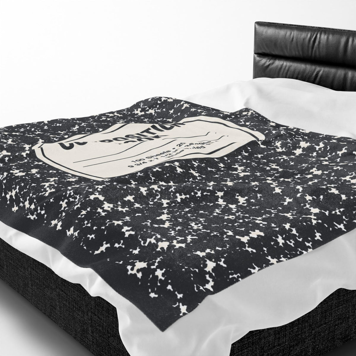 Composition Book Cover Velveteen Blanket | Black Marble Notebook Pattern
