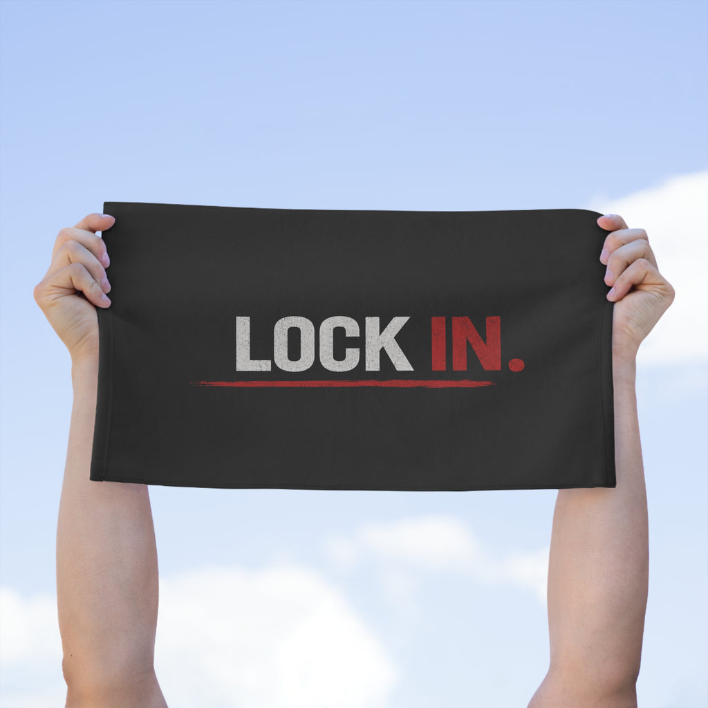 Rally Towel — "LOCK IN." Motivational Sports Rally Towel (11x18)