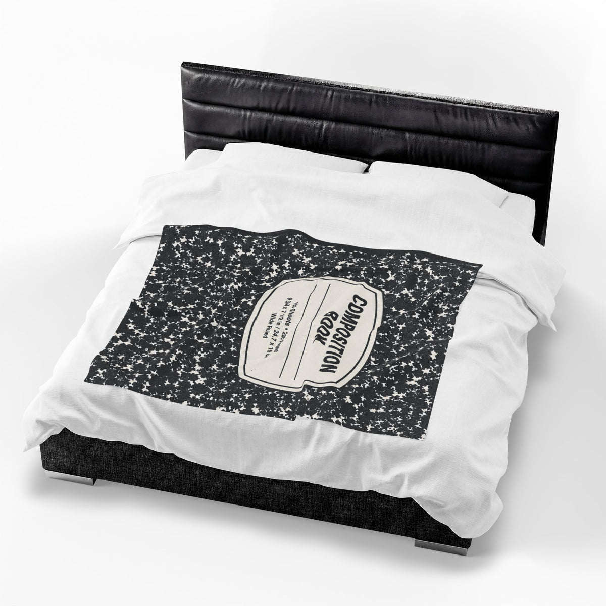 Composition Book Cover Velveteen Blanket | Black Marble Notebook Pattern
