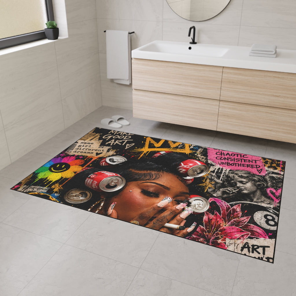 Graffiti Glam Heavy Duty Floor Mat — 'Make Good Art' Urban Pop Art Doormat