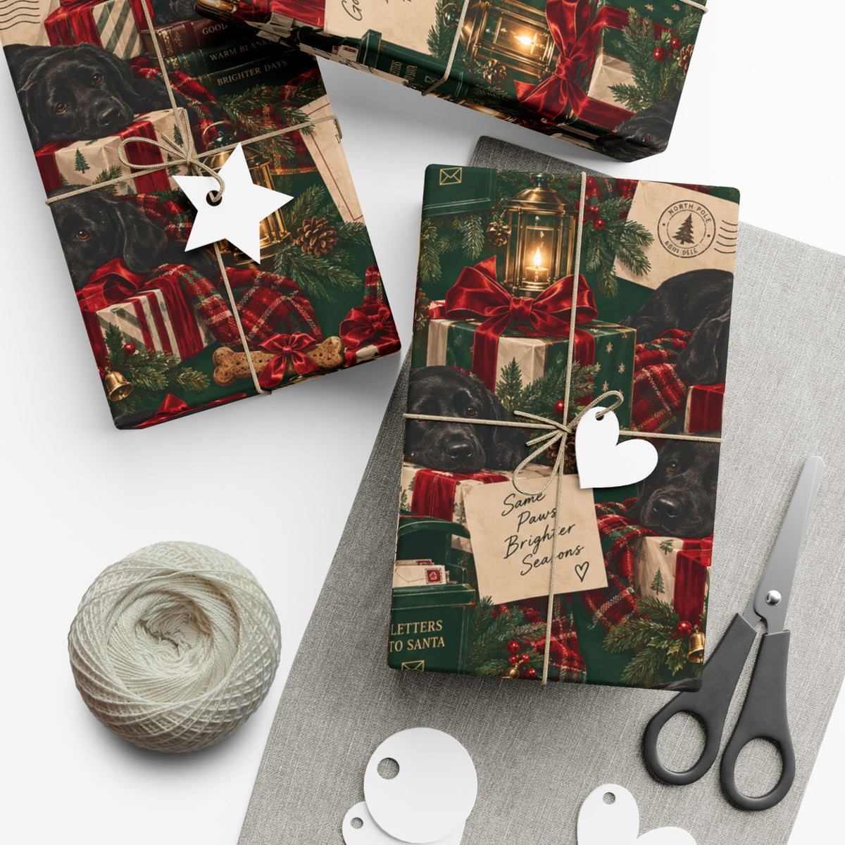 Santa Loves Good Dogs Christmas Wrapping Paper – Cozy Holiday Puppy Gift Wrap