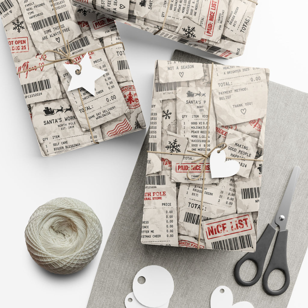 Receipt From Santa Christmas Wrapping Paper – Funny North Pole Receipt Holiday Gift Wrap