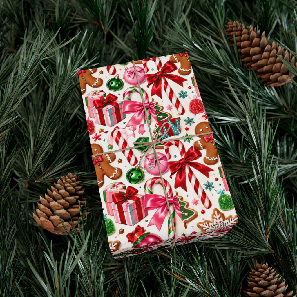 Christmas Candy Shop Wrapping Paper – Colorful Gingerbread & Peppermint Holiday Gift Wrap