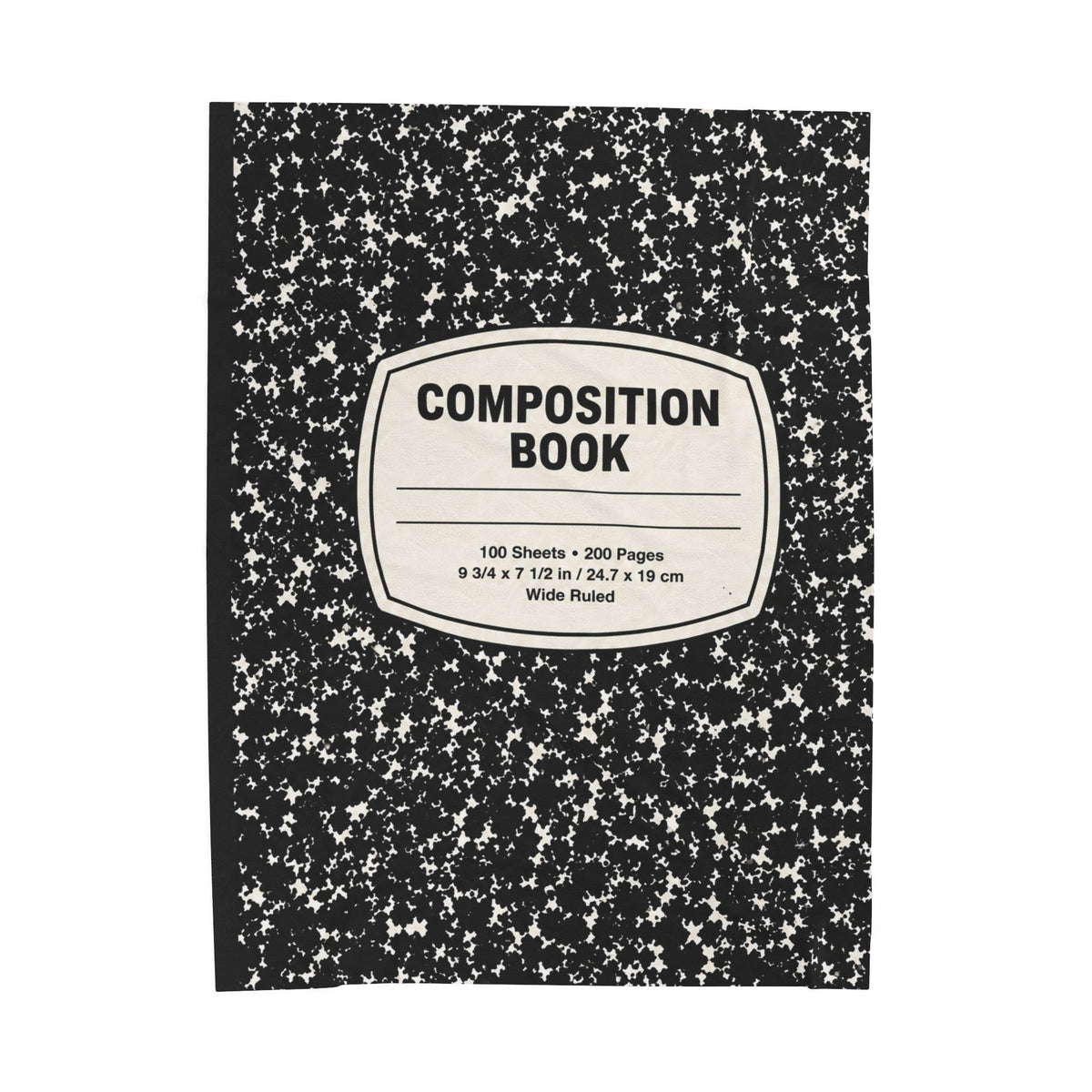Composition Book Cover Velveteen Blanket | Black Marble Notebook Pattern
