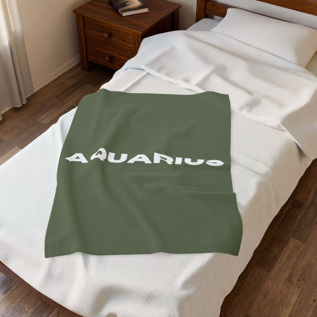 Custom Zodiac Blanket, Astrology Gift, Soft Throw, Custom Velveteen Plush in Sand, Sage, or Navy